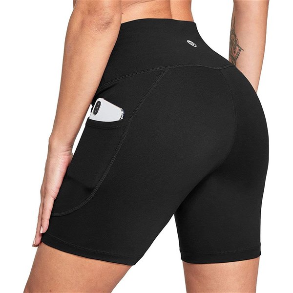 Multi Color High Waist High Elastic Fitness Running Yoga Sports Shorts-image