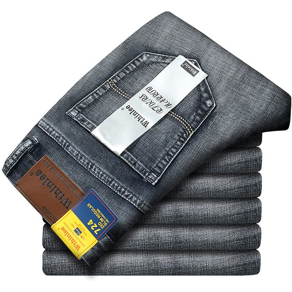 Men's Jeans Wthinlee Brand 866 Elastic Business Jeans Slim Fit Straight Leg Casual Pants For Men-image