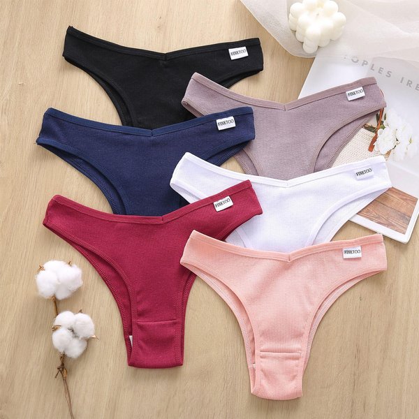 Women's Low Waist Cotton Thong Underwear Seamless Thread Thread Sexy Breathable Comfortable Casual Lingerie-image