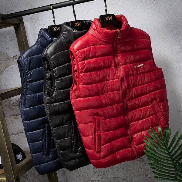 Men's Clothing New Autumn And Winter Down Cotton Vest Men's And Women's Vest Short Section Plus Fat Large Size Thin Section Group Activities Vest Tide-image