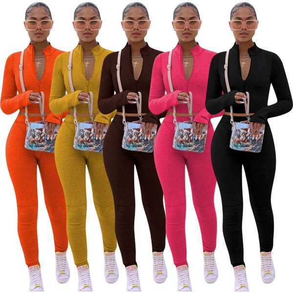 Streetwear Essentials: Women's Long-Sleeve Fleece Hoodie & Jogger Set – Solid Color Athleisure Two-Piece (Black, Orange, Rose, Mustard, Brown)-image