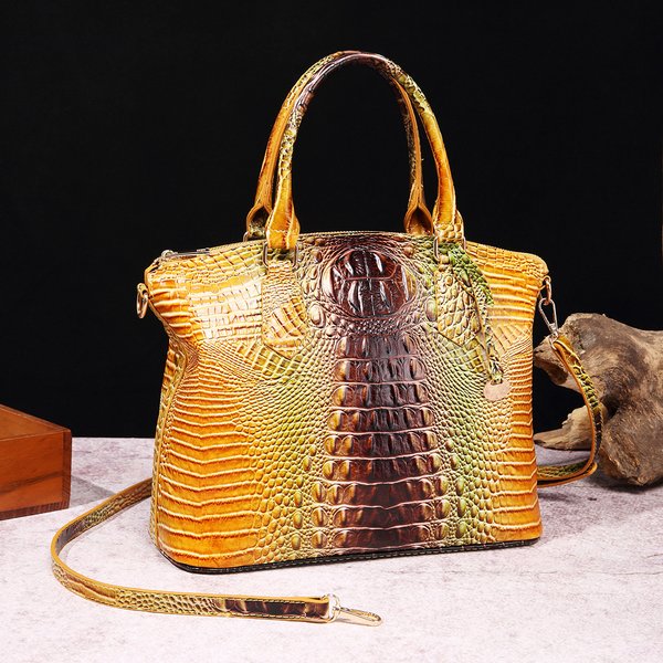 Retro Crocodile Pattern Brahman Hand-Held Large Capacity Crossbody Ladies Bag-image