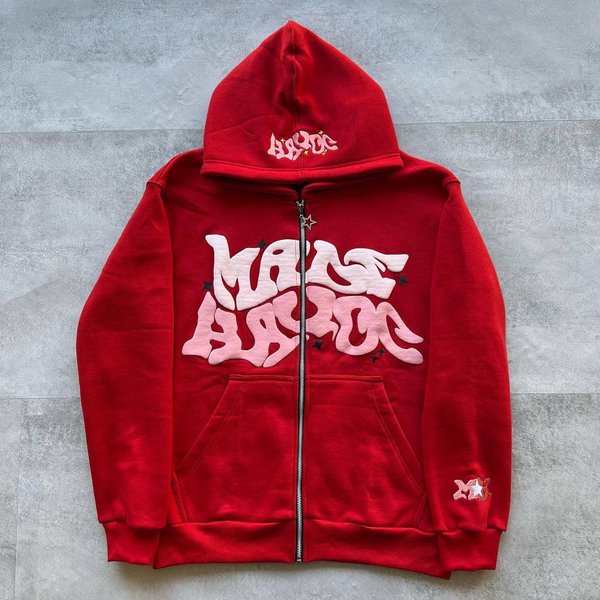 Men's Clothing Autumn New Style Sweatshirt Personality Street Style Foam Letter Print Cardigan Sweatshirt Jacket-image