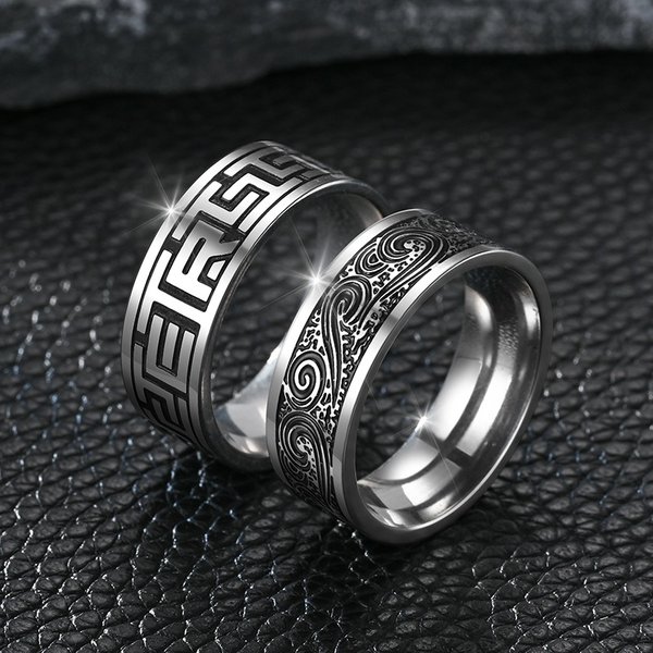 New Titanium Steel Style Hand Jewelry Handsome Fashion Trendy Men's Ring-image