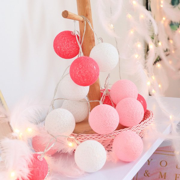 Cotton Ball LED String Lights - 6CM Pastel & Solid Colors, 3M/20LED Battery Or USB Powered, Soft Glow For Bedroom, Wedding & Party Decor