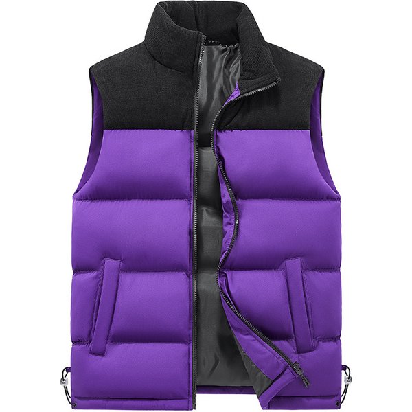 Men's Autumn And Winter Loose Fashion Colorblock Thick Sleeveless Waistcoat Warm Vest Jacket