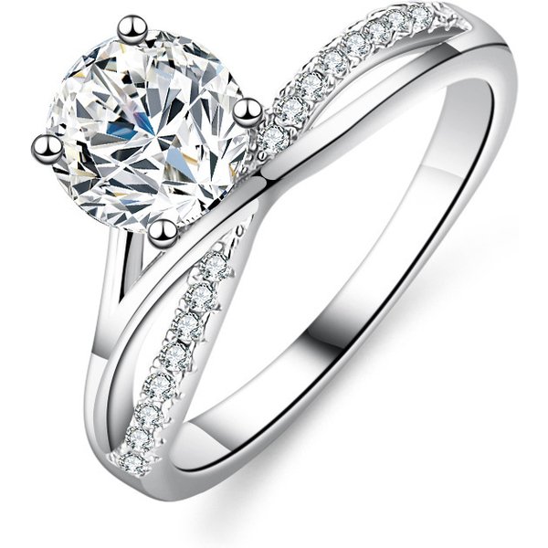 S Pure Silver D Color New Product Four Claw Star River Mosang Stone Ring Wedding, Gift For Wife Group Setting-image