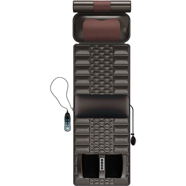 Multi-Functional Massage Mat With Heat Therapy - Full Body Relief For Neck, Back & Legs - Adjustable Settings & Herbal Pillow-image