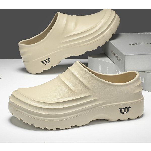 Men's Kitchen Chef Shoes Waterproof Non Slip Oil Resistant Thick Soled Closed Toe Slippers For Long Term Standing And Strenuous Work Summer