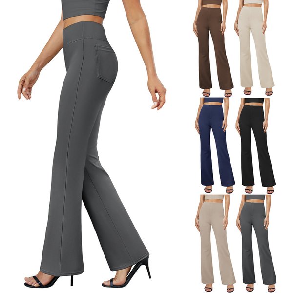 2025 Yoga Bell Bottom Pants, Women's High Waist, Hip Lifting, Wide Leg Casual Pants-image