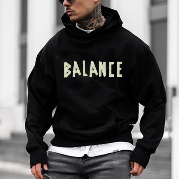 Men's Clothing 24 Years Of Foreign Trade Autumn And Winter Men's Hooded Fashion English Letters Printed Loose Large Size Sweatshirt