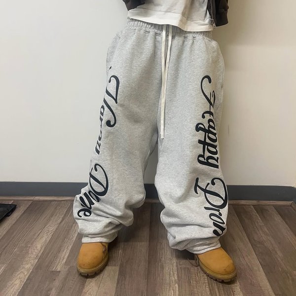 Men's Gothic Y2K Casual Pants With Graffiti Print - Stretch Comfort Fit, High Street Fashion Dark Trousers-image