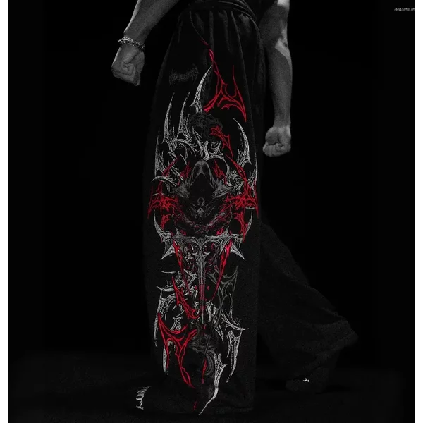 Men's Pants Breathedivinity American Trendy Sports Running Fitness Casual Straight Leg Print Long Trousers Cotton-image