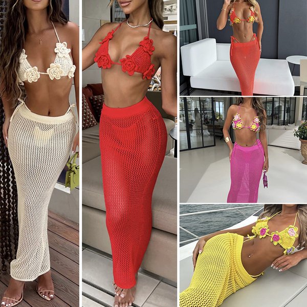 Women's Clothing Fashion Hollow Back Strap Fashion Sun Protection Hip Long Skirt Beach Cover Up Suit