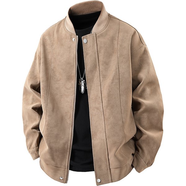 Men's Leather Jacket Youth Jacket Casual Top Coat-image