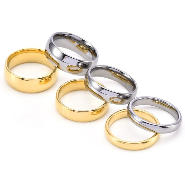Women's Jewelry Smooth Gender Free Couple Tungsten Steel K Gold Ring Simple Men And Women Punk Tungsten Gold Hand Jewelry Ring-image