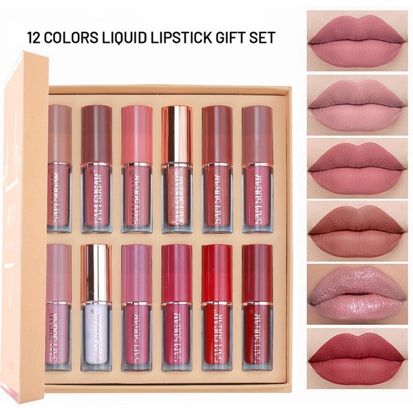 SAM SUGAR 12-color Matte Velvet Lip Gloss Set