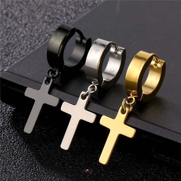 High Quality Cross Titanium Steel Ear Clips Fashionable Ear Bone Clips Punk Ear Studs Stainless Steel Trendy Earrings-image