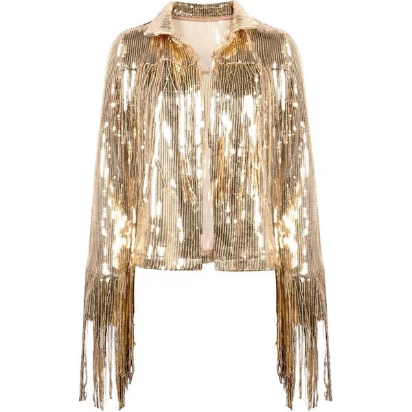 Women's Clothing Sequined Tassel Cardigan Top Jacket Party Annual Meeting Performance Dress-image