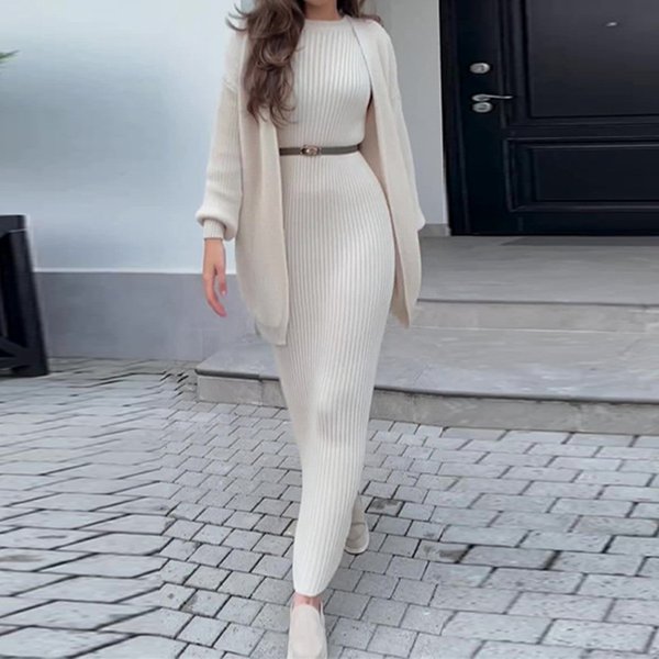 Women's Clothing Women's Fashion Explosion Slouchy Sweater Long Skirt Suit-image