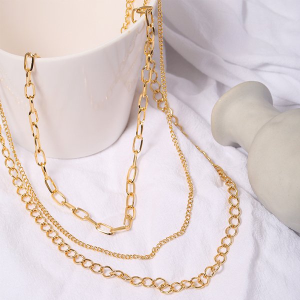 French Baroque Temperament Three Piece Set Irregular Metal Necklace Ins Style Necklace Female Niche Design Sense Light Luxury-image
