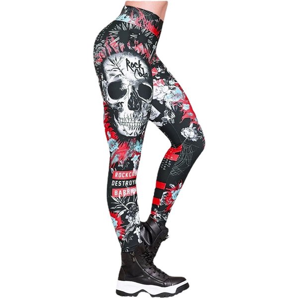 Women's Yoga Pants New Printed Skull Halloween Tight Fitness Training Yoga Pants XY562 Dance Training Pants-image