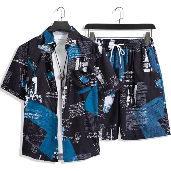 Men's Clothing Summer Short Sleeved Men's Shirt Seaside Beach Vacation Leisure Loose Shorts Men's Clothing Trend-image