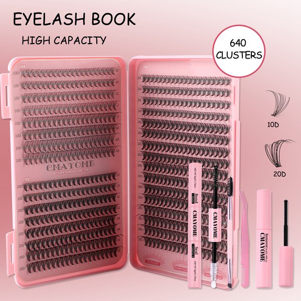 Best-Selling Lash Book 30D/40D Thick Single Cluster Lashes - 640 Clusters Sectional False Eyelashes - D-Curl Natural Fluffy Diy Lashes-image