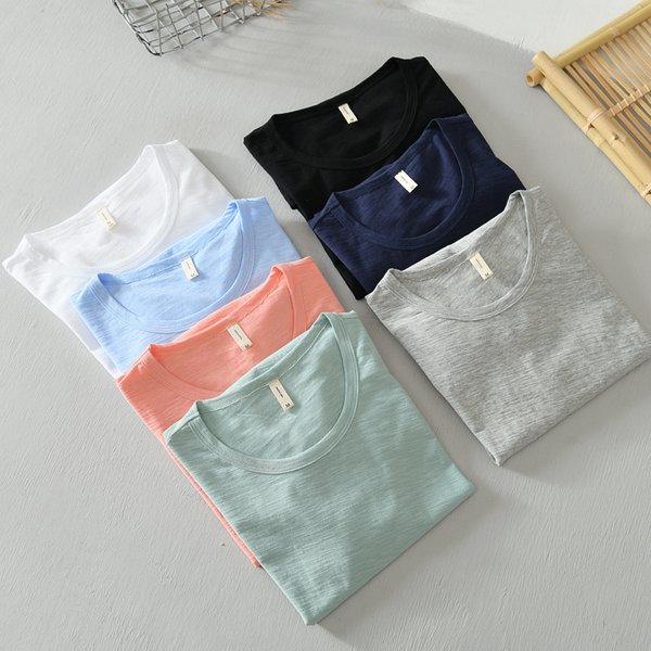 Men's Clothing Round Neck Short Sleeved T Shirts For Men Solid Color Versatile Bottoming Shirts For Men-image