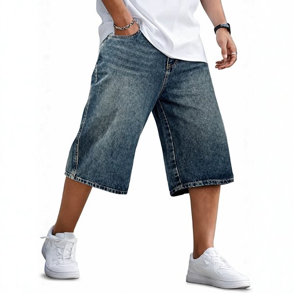 Men's Slim Fit Fashionable Distressed Y2K Jeans European American Style One Piece Dropshipping Cross Border Foreign Trade Factory Sales Shorts-image