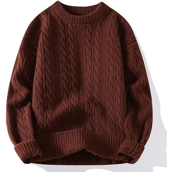 Men's Clothing Round neck sweater men's autumn lazy top inner sweater light mature style men's solid color loose bottoming sweater