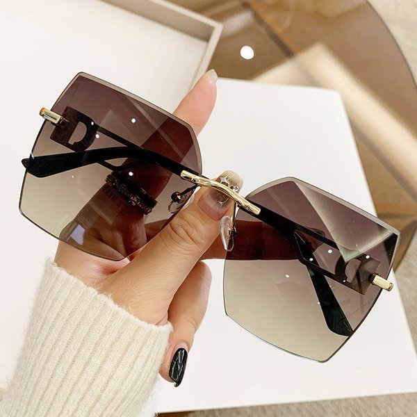 Man Women's Trend Rimless Cut Edge Fashion Driving Travel Glasses Advanced Feeling Sunglasses-image