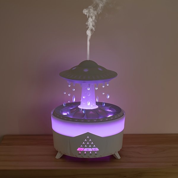 Air Humidifier, Aroma Machine, Cloud Water Drop Design, With Colorful Night Light, 11.83Oz Capacity-image