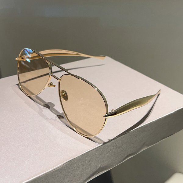 2025 New Fashion Metal Double Bridge Aviator Trendy No-Makeup Street Style Versatile Sunglasses Unisex-image