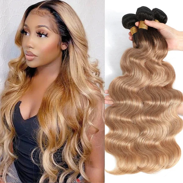Brazilian Human Hair Body Wave Blonde Bundles Remy Pre Colored Weave Extensions Women