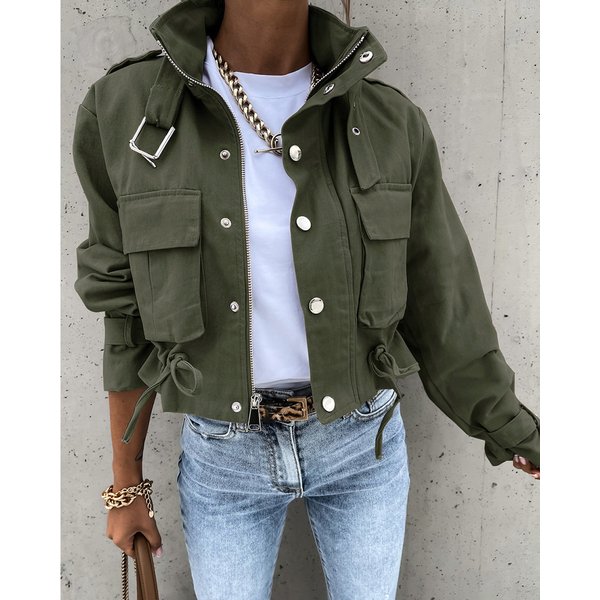Autumn And Winter 2021 Women's New Motorcycle Jacket Jacket Short Top-image