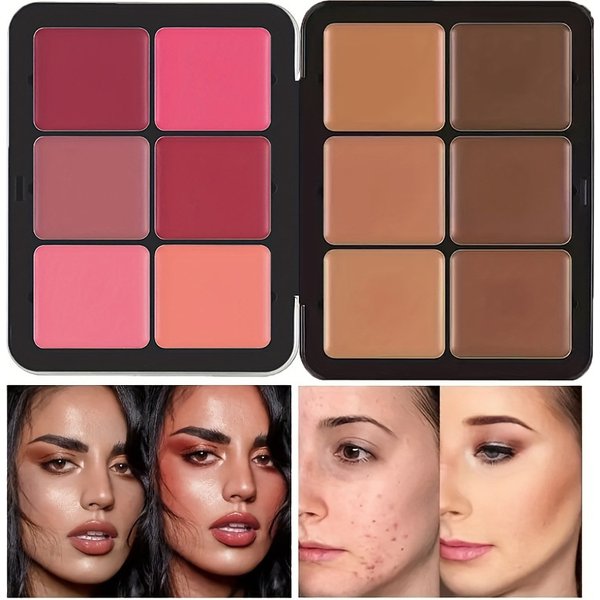 Hot Sale 12 Color Iron Box Blush Tray A Box Of Multi Color Matte Multi Color Concealer Rouge Cream-image