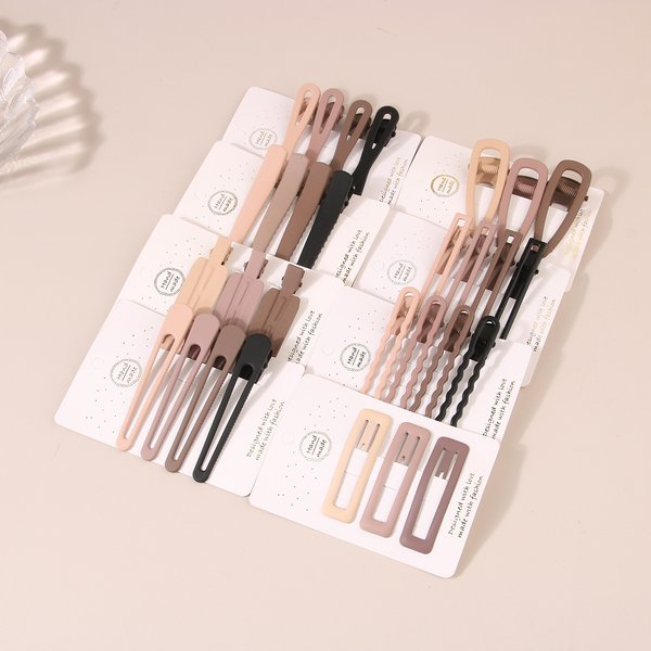 Guanyang Three-Piece Metal Milk Coffee Color Hairpin Suit Female Bangs Clip Hairpin Korean Version Bb Clip Duckbill Clip Wholesale-image
