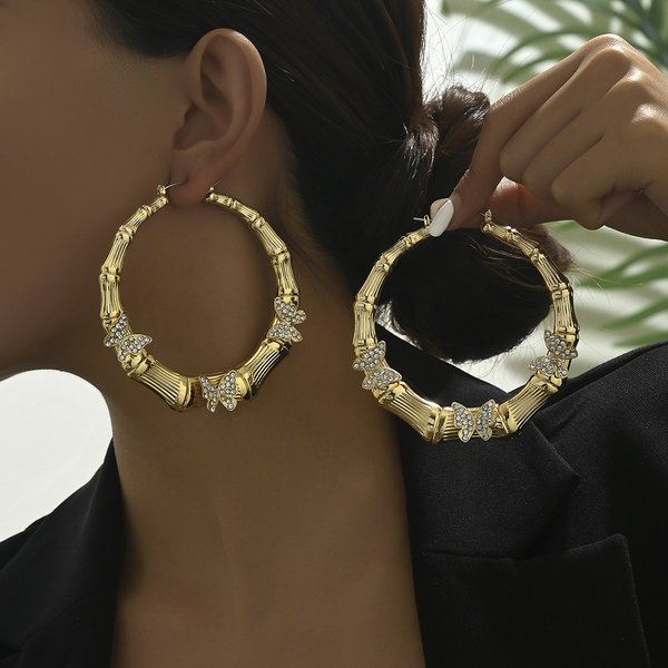 Inlaid Women's Niche Butterfly Large Design, Versatile Earrings, Temperament Earrings-image