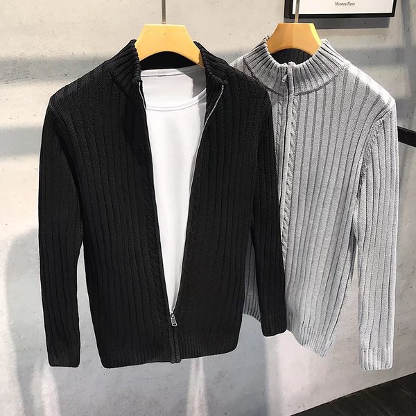 Men's Clothing Autumn New Knitted Cardigan Fashion Trend Pure Color Simple High End Versatile Lazy Style Handsome Tops For Men
