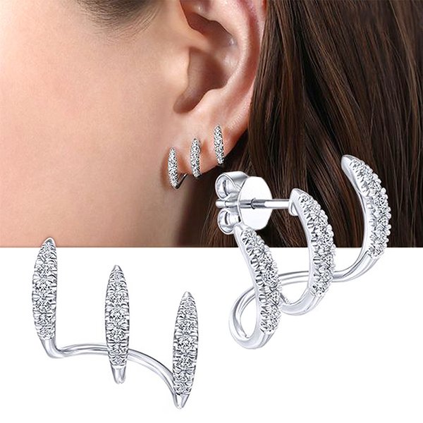 Boucles D'oreilles à Clous En Forme De Griffes De Couleur Argent Avec Pierre En Cristal Aaa Cz, Design Moderne, Accessoires Polyvalents Pour Femmes, Bijoux 2022-image