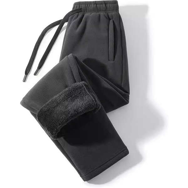 Men’S Heavyweight Fleece Sweatpants – Winter Plush Lined, Loose Fit, Drawstring Waist (Black/Gray/Khaki, S-5XL)-image