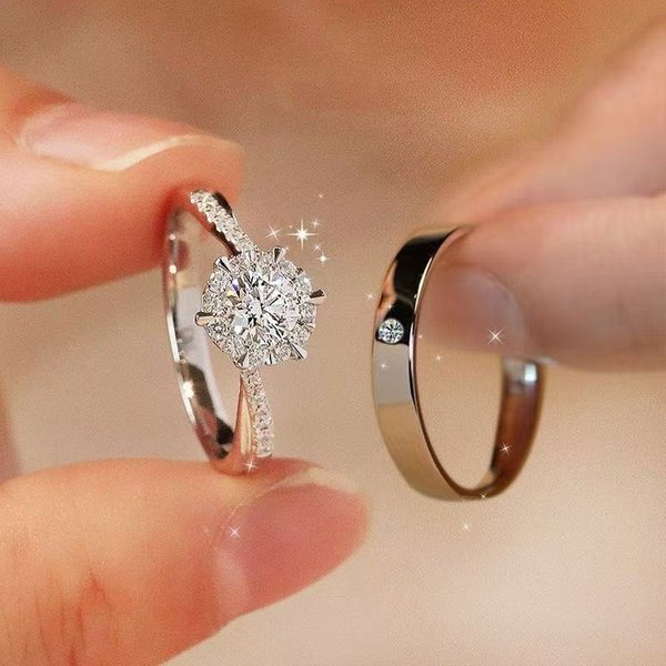 Wedding For Couples Simulated Moissanite Diamond Female Fake Couple Rings Engagement Proposal Ceremony