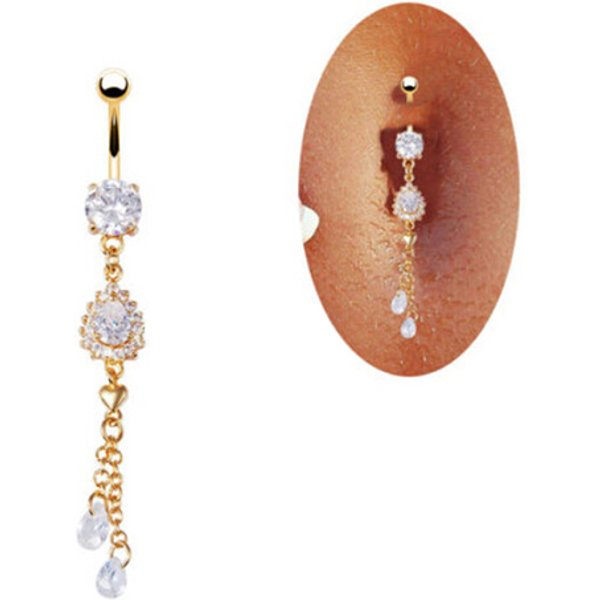 Clear Rhinestones Dangle Barbell Belly Button Ring Navel Ring Body Piercing-image