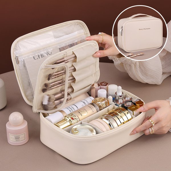 Women's Bags Freely split high end large capacity partition storage cosmetic bag travel portable toiletry bag cosmetic storage bag