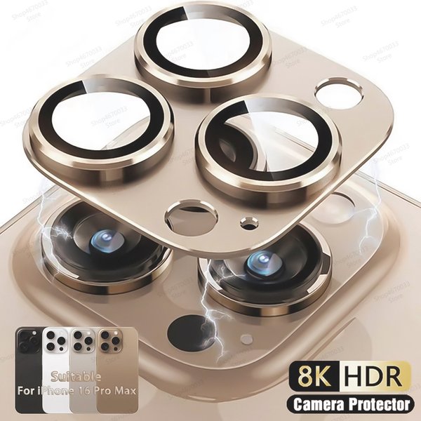 3D Camera Protection Cover Glass For IPhone 15 14 11 13 12 16 Pro Max Plus Mini Lens Metal Ring