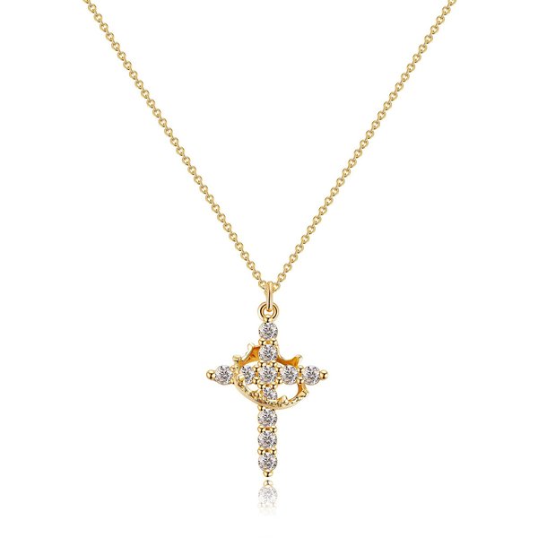 Hot Selling Crown Cross Pendant For Women, Rotatable And Versatile, Light Luxury Cross Necklace, Collarbone Chain-image