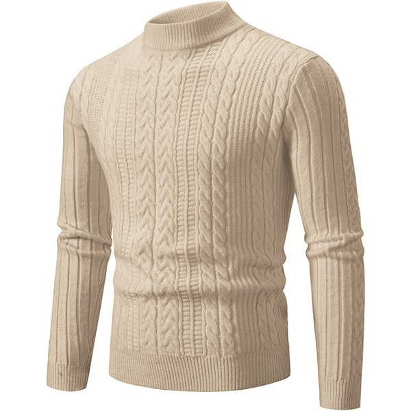Autumn And Winter Woven Pullover Half Turtleneck Sweater For Men Solid Color Casual Twist Bottom Sweater