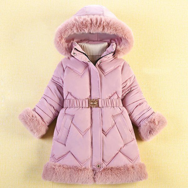 Kids' Clothing Winter Girls Cotton Coat Ins Fashionable Medium And Long Hooded Jacket Plus Velvet Warm Children's Cotton Coat Trend-image