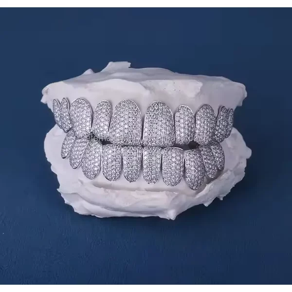 Exclusive Customization Moissanite Teeth Grillz Iced Out Hop Sier Decorative Braces Real Dia Bg Tooth Grills For Men-image